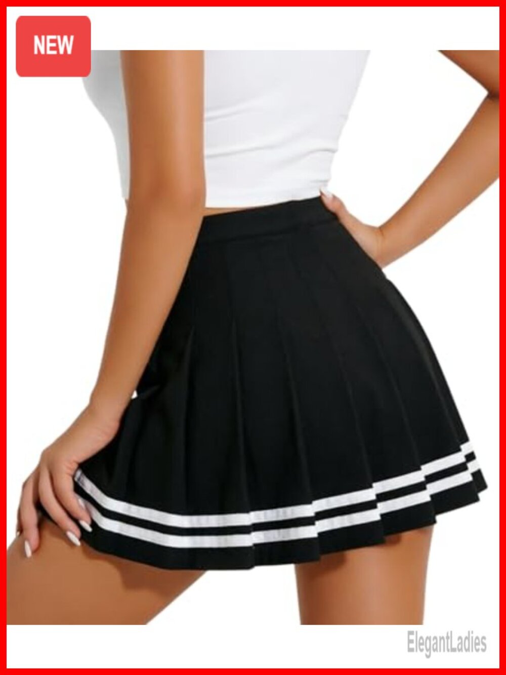 Pleated Mini Skirt High Waisted A-Line School Uniform Cheer Skirt